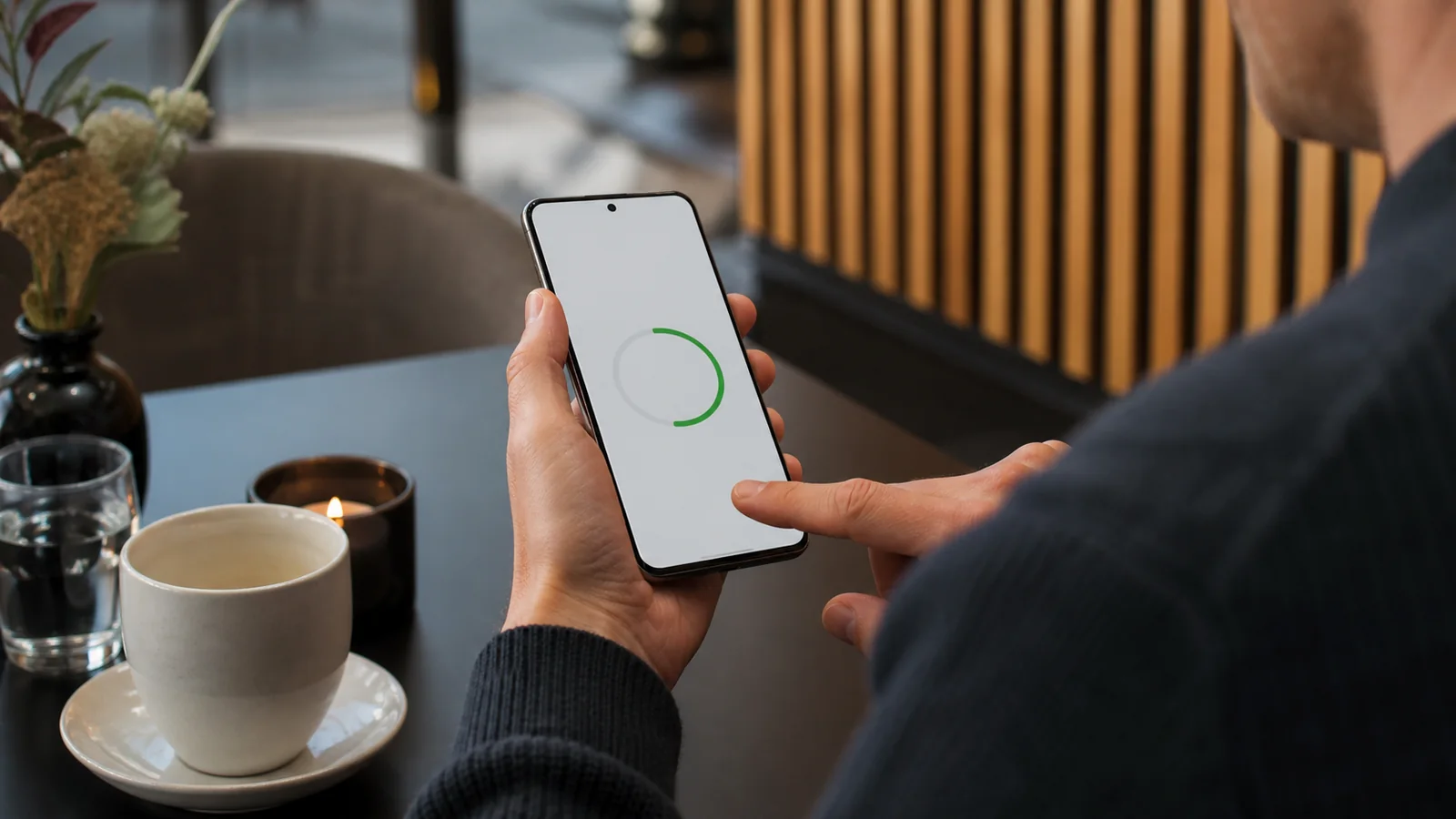 Voksen bruger installerer BetLabel-appen på en Android-smartphone