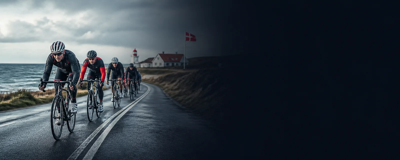 Voksne cyklister under et løb i Danmark