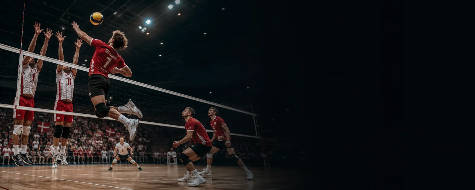 Voksne volleyballspillere under en kamp i Danmark